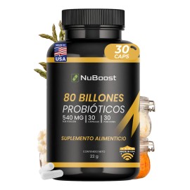 80 Billones De Probiticos Nuboost 30 Cpsulas Lactobacilos Sin Sabor                                                                                   