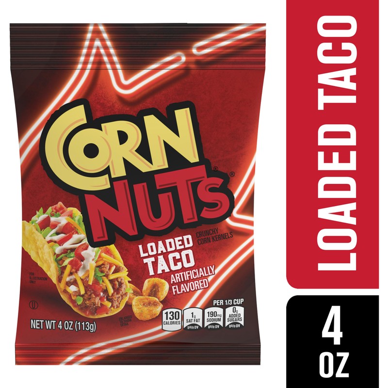 CORN NUTS Loaded Taco Crunchy Corn Kernels 4 OZ Bag,
