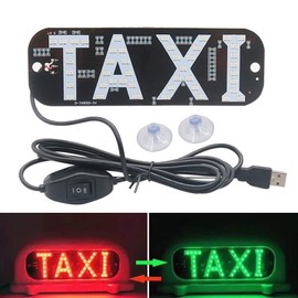 YSY LED Sign Decor, 2 Color Changeable Taxi Sign usb Flashing Hook on Car Window with DC 5V Car Accessory Taxi Light Lamp (Red and Green, USB Switch)