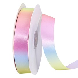 PH PandaHall 50 Yards Rainbow Ribbon 25 mm Pink Ribbon Gift Ribbon Double Sided Pastel Rainbow Polyester Ribbon for Flowers Hair Bows Bows Gift Wrapping Valentine's Day Wedding