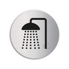 Schild Dusche Ø 75 mm Türschild aus Edelstahl fein-matt gebürstet