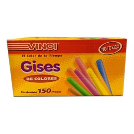 Vinci Caja De 150 Piezas Gises Gis Escolar Colores Vinci Pizarra