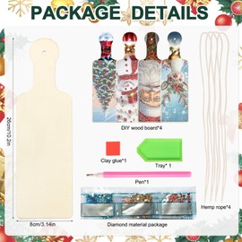 4 Pcs Diamond Art Painting Tray Board for Adults, DIY Crystal Rhinestones Diamond Art Board Christmas, Indoor Kitchen Dining Table Decoration Gift, Dessert Display for Birthday, Party, Christmas