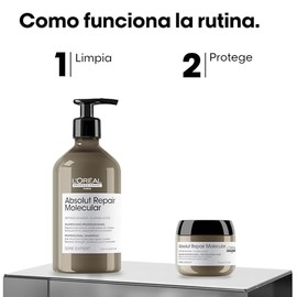 L'Oréal Professionnel Paris Absolut Repair Molecular Kit | Shampoo Reparador Sin Sulfatos 500ml + Mascarilla 75ml | Reconstruye la Fibra Capilar a Nivel Molecular | Recupera la Fuerza, Elasticidad y Movimiento