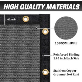 Amagenix Privacy Fence Screen 5'x18'CustomSized Mesh Fencing Shade Cover with Brass Grommets Heavy Duty Protective Covering for Outdooor Garden Drk Greyyard，Dark Grey