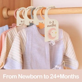 Pasonly 8pcs cute Baby Closet Dividers for Clothing Organizer, Wooden Hanger Closet Dividers for Newborn to 24 Months Size Clothes, Double-Sided Baby Clothes Dividers for Closet Size Hangers