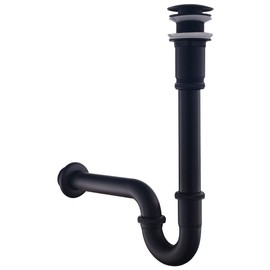 Set - Siphon with Drain Fitting without Overflow for Sink Black Matt - Keymark Universal Pipe Siphon and Drain Valve Bathroom - Brass Syphon Siphon Pop Up Drain Fitting Drain Washbasin