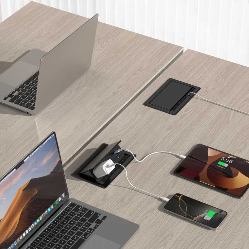 Table Power Outlet Hub PD20W USB-C Fast Charging Station, Recessed