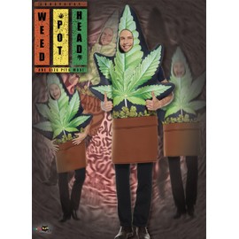 EraSpooky Adult Pot Leaf Costume Funny Weed Flower Pot Mascot Suit