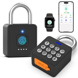 Candado de combinación eLinkSmart para clóset de gimnasio con botón pulsador de 9 dígitos con contraseña de huellas dactilares, aplicación de desbloqueo biométrico sin llave, candado de metal de