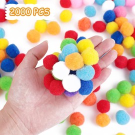 2000 Pieces 1cm Pom Poms Cheerleading Balls, Assorted Mixed Color Soft Flutty Mini Pom Poms for Crafts Making, Hobby Supplies and DIY Creative Crafts Decorations