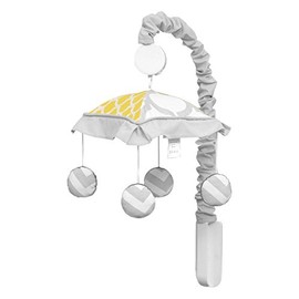 GEENNY Musical Mobile, Yellow & Gray Chevron