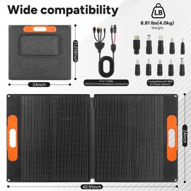 100w Solar Panel Portable Solar Panels for Camping 12v Dustproof Waterproof A+ Single-Crystal Silicon