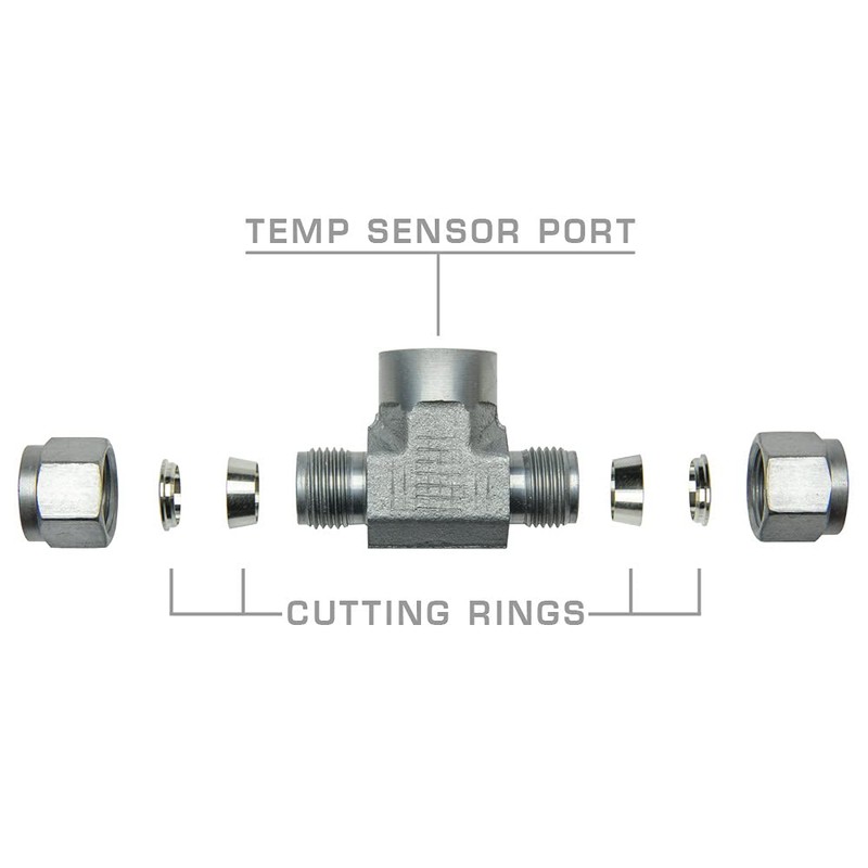 GlowShift 3/8" Transmission Cooler Line T-Fitting Sensor Adapter - Universal