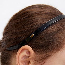 Thin Acetate Resin Hair Band for Eyewear, Non Slip Headbands for Women, Lightweight and Stylish Design, Ideal Gift for Daily or Formal Looks (Black, 4.5" x 0.4")