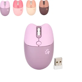 Gugxiom Ratón Inalámbrico Cat, Ratón Lindo 2.4G, Ratón Kawaii, Ratón Ligero sin Sonido, Ratón dpi Portátil de 3 Niveles, con Receptor USB, para Computadora Portátil M3 (Púrpura)