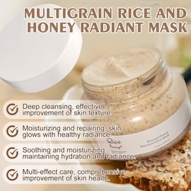 Rice Mask, Korea con Honey, Korean Face Mask, Brightening Honey Rice Mask, Repairs the Skin Barrier, Moisturises, Tightens the Skin, Suitable for All Skin Types, 120 g