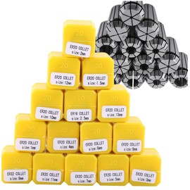 HilBeliFU 15Pcs ER20 Collet Set, 15 Sizes Spring Collet Set, Steel Metric Collets for CNC Engraving Machine, 1mm 1.5mm 2mm 2.5mm 3mm 4mm 5mm 6mm 7mm 8mm 9mm 10mm 11mm 12mm 13mm