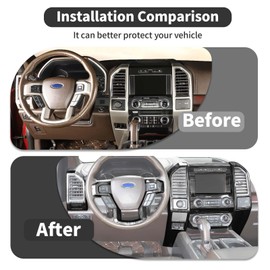 HTHE 16Pcs Interior Trim Kit for 2015-2020 Ford F150, Central Console Dashboard Navigation Air Vent Dash Air Conditioning Panel Cover(Black Wood)