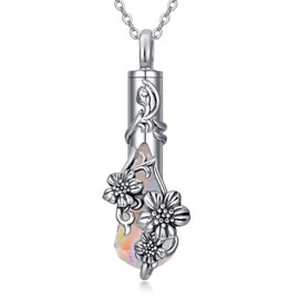 MONGAS Cherry Blossom Urn Necklace Sterling Silver Cherry Blossom Urn Cremation Necklace Cherry Blossom Jewelry for Women