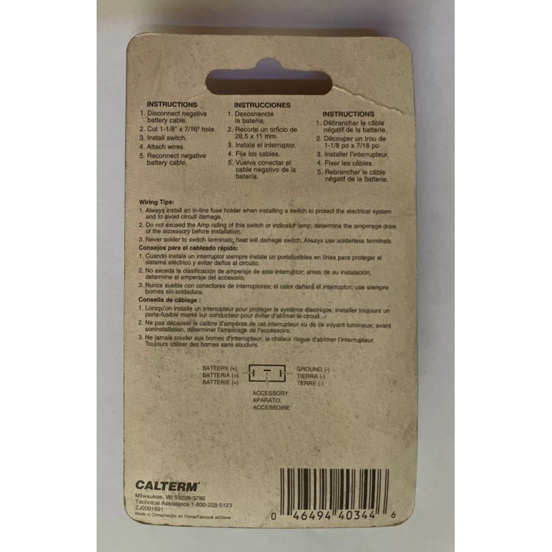 Calterm Illuminated Rocker Toggle Switch 20A/12V BLUE L.E.D. On/Off SPST