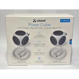 atomi 2 Atomi Power Cubes (3) AC Outlets + 12W USB-C Port + (2) Smart USB Ports Each