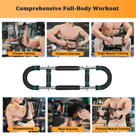 Saker Twister Arm Trainer, 30-100lb Adjustable Chest Workout Equipment, Arm Trainer, Twister Arm Trainer, Portable Power Twister Bar, Upper Body Workout Equipment for Men and Women