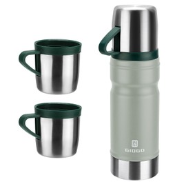 Thermo Cup 680ml/23oz Vacuum Insulated Flask for Hot and Cold Drinks, Coffee Stainless Steel Flask Bottle for Adult, Gym, Outdoor (Light Gray, Set)