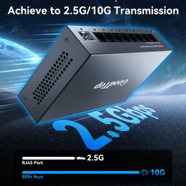 GoodTop 8 Port 2.5G Managed Ethernet Switch with 10G SFP, 8 x 2.5G Base-T Ports, Support LACP/VLAN/QOS/DHCP Client, Metal Web Managed Fanless Network Switch