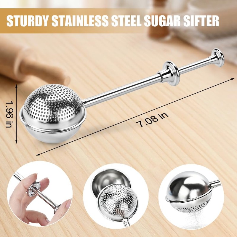 2PCS Flour Duster for Bread Baking, Premium Bake Sifter Ball