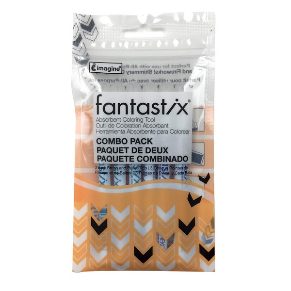 Tsukineko FX300006 6-Pack Fantastix, Brush/Bullet Tip Combo for All Purpose Ink
