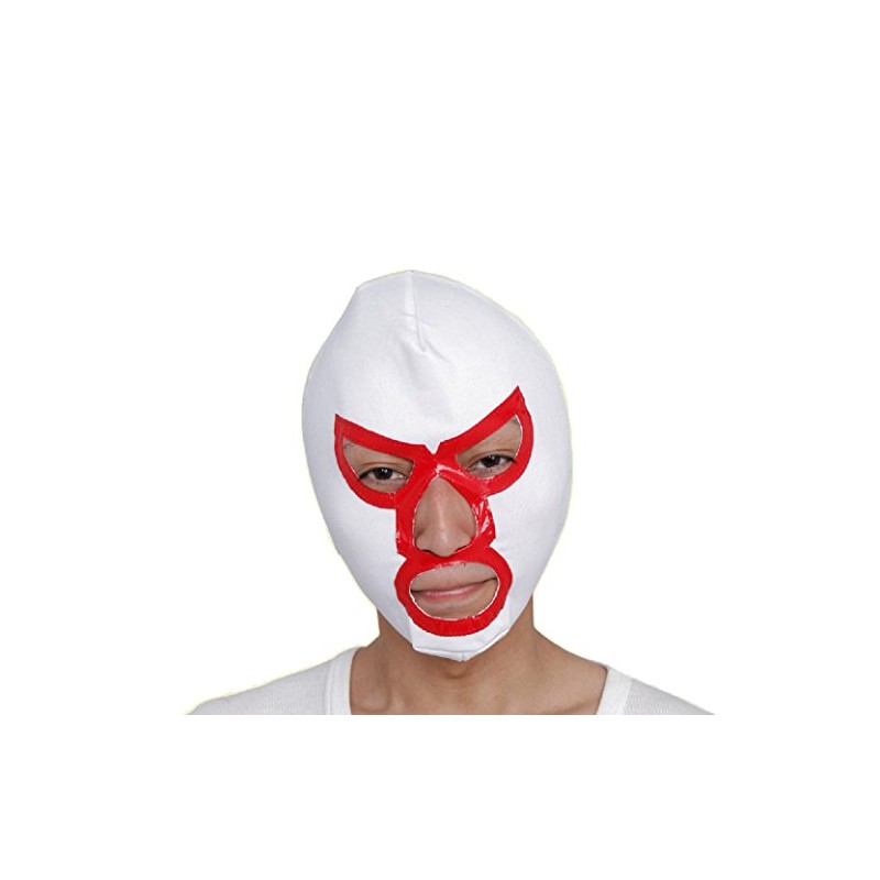 Patymo Professional Wrestling Mask, White and Red Design