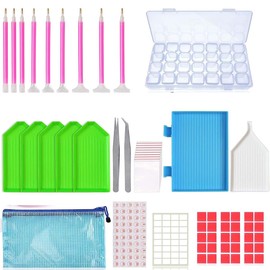 Accesorios de Pintura de Diamantes 62pcs, Accesorios de Pintura de Diamantes para Manualidades DIY Herramienta de Punto de Cruz (verde)