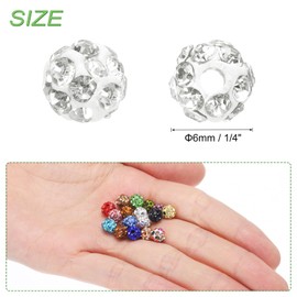 QUARKZMAN Pack of 100 6 mm Rhinestone Beads for Jewellery Making, Bling Disco Pearl, Glitter, Diamond Clay Beads for Necklace, Bracelet, Christmas, White