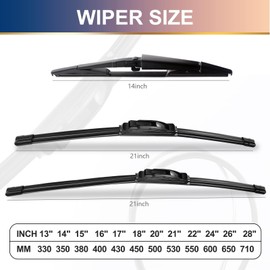 3 wipers Replacement for Jeep Grand Cherokee 2005-2010, Windshield Wiper Blades Original Equipment Replacement - 21"/21"/14" (Set of 3) U/J HOOK