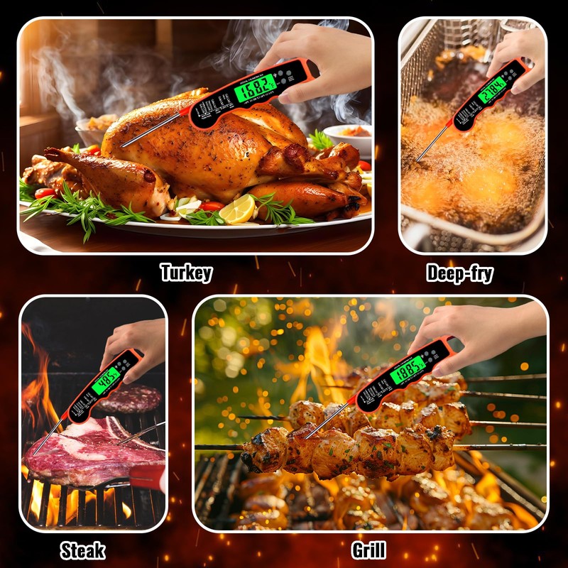 Meat Thermometer Digital, IP67 Waterproof Food Thermometer for Cooking and