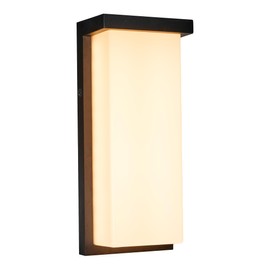 Maxxima 14" LED Porch Lantern Outdoor Wall Light, Black with Frosted Lens, 2500 Lumens, 5 CCT 2700K/3000K/3500K/4000K/5000K, Modern Exterior Patio Sconce Lantern