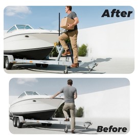 Boat Trailer Steps，Anti-slip Boat Steps Fit 3*3/5" Trailer Tongue, 440lbs capacity Boat trailer Ladder with Secure Handrail Bar, Heavy Duty Stable Boarding Platform Universal Suitable for Bass Boat