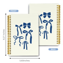 LiTiu Preppy Spiral Journal Notebook,Coquette Girly Style Notebook for Teen Girls Women,Bow Preppy Funky Hardcover Spiral Notebook 5.8x8.3