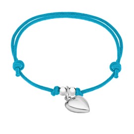 Tuscany Silver Women's Sterling Silver 7 x 9.7 mm Heart on Turquoise Cord Adjustable Friendship Bracelet of Length 15 cm/6 Inch-25.5 cm/10 Inch