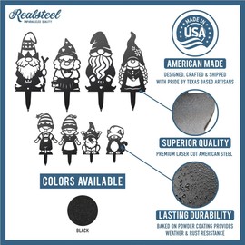 RealSteel Build Your Gnome Family Garden Stakes – Custom Metal Yard & Lawn Decor – Farmhouse Outdoor Garden Gnomes – Choose Your Set - Unique Gift - Teen Boy