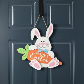 Glitzhome Easter Welcome Door Signs Easter Bunny Wooden Wall Hanging Signs Door Decorations