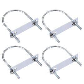 TA-VIGOR 4 sets M6 Round U-Bolts, 70mm Inner Width 120mm Length Steel U-Bolts with Nut, Plate, Washer for Attaching Piping Conduit Cable Tube Brackets Boat Trailer