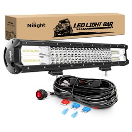 Nilight LED Light Bar 20Inch 288W Flood Spot Combo 28800LM Off Road Driving Lighting with Wiring Harness for Trucks Tractor Trailer Pickup Golf Cart SUV ATV UTV 4x4 Van Camper