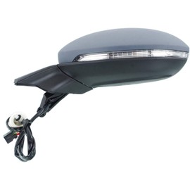 For Volkswagen Golf/GTI 2015 16 17 2018 Door Mirror Driver Side | Power Glass | Manual Folding | Heated | w/Signal Light | Paintable | 5GM8575079B9, 5GM8575079B9-PFM | VW1320154