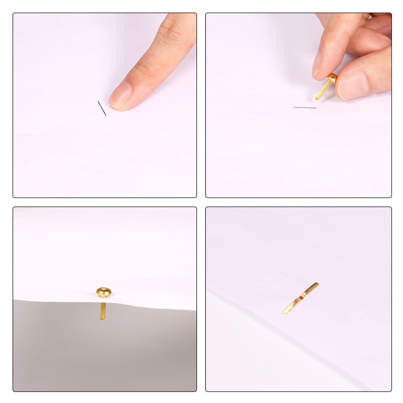 KINBOM 600pcs 8 x15mm Paper Fasteners Brads, Gold Round Head