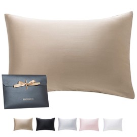 HandSun 100% Mulberry Silk Pillowcase, Breathable Silk Pillowcase for Hair and Skin, Silk Queen Pillow Cases with Hidden Zipper (20"x30", 1 Pack with Gift Package)