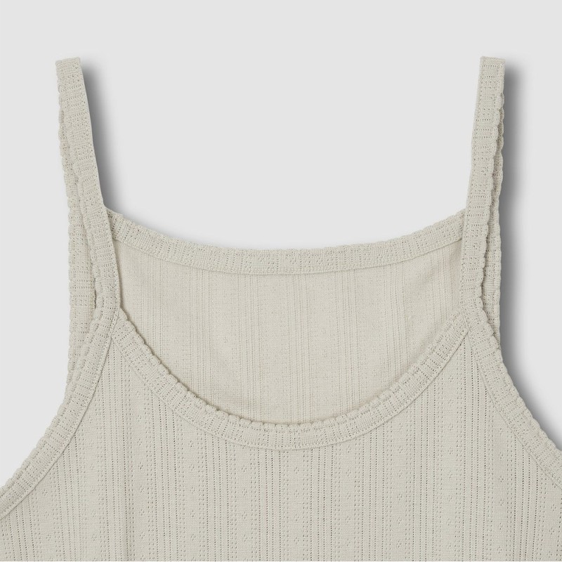 JAJU [JAJU/자주] 여 코튼 포인텔 크롭 캐미솔_카키그레이 [JAJU] Women's Cotton