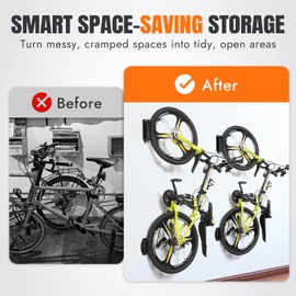 INNO STAGE 2-Pack Swivel Bike Wall Mount Rack, Heavy Duty Bike Rack, Garage Bike Rack & Indoor Bike Rack Solution, Bike Wall Hanger Holds 66 lbs, Space-Saving Vertical Storage for Bicycles