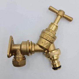 UKDD® Outdoor Garden Tap Kit - Inc. Wall Plate Elbow Fixing Screws with wall plugs